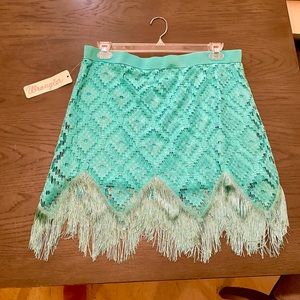 Wrangler lace covered skirt with fringe size large